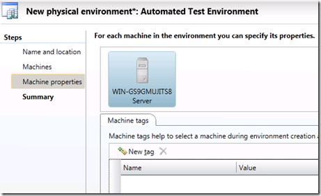 New physical environment - Machine Properties